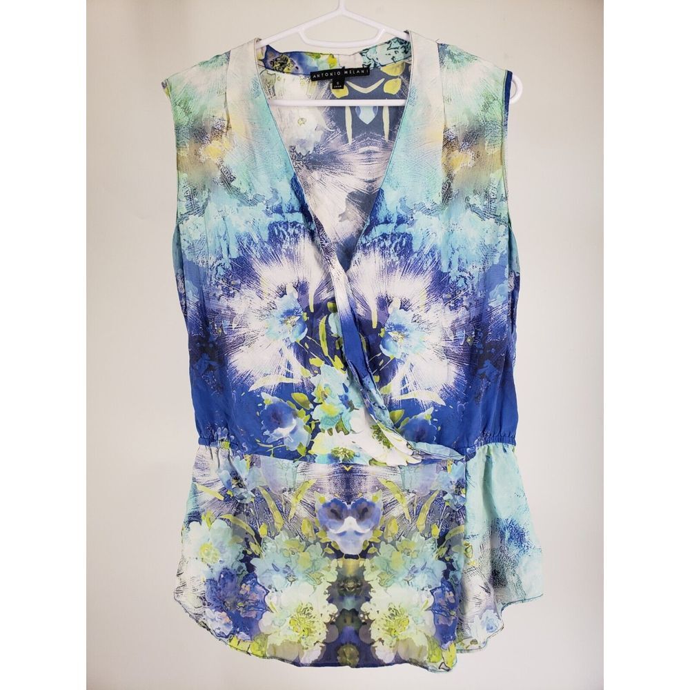 ANTONIO‎ MELANI ALASSIO BLOUSE 100% SILK SLEEVELESS DOEWBERRY / S